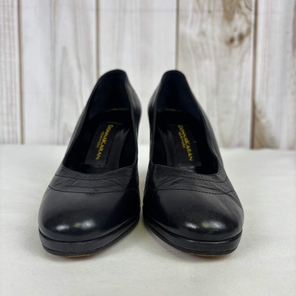 Donna Karen New York Pumps Leather Sleek Classic Sculpture Heel Black Size 6.5B - Picture 5 of 16